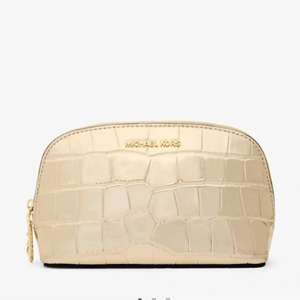 Michael Kors Empire Small Metallic Crocodile Embossed Leather Travel Pouch NWT